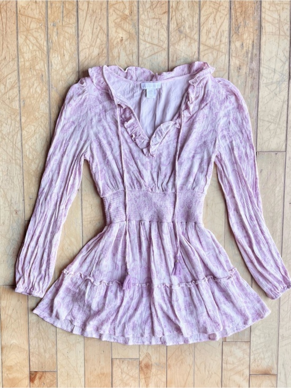 House of Harlow 1960 Ruffle Boho Romantic Cottagecore Peasan Mini Dress Size Med